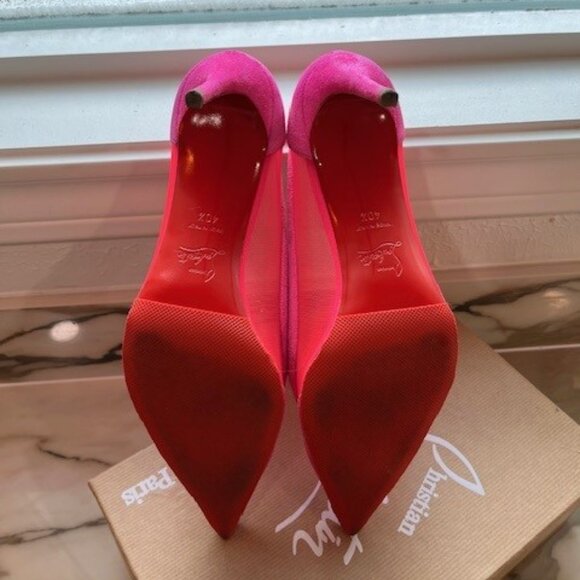 Christian Louboutin Rete Galativi 100 Pumps – Pink Suede & Mesh - Sz 40.5 - Picture 3 of 4
